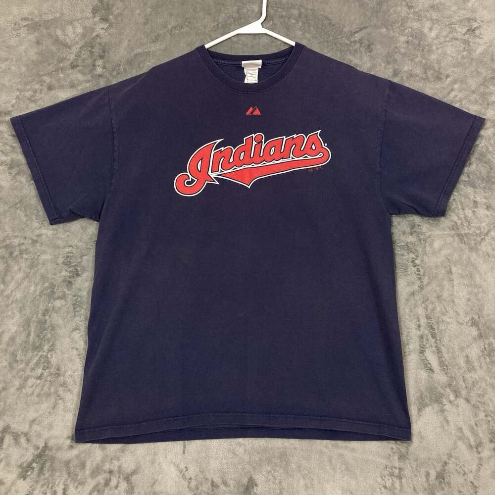 Vintage Y2K Majestic Cleveland Indians T-Shirt Mens XL MLB Baseball Banned Wahoo